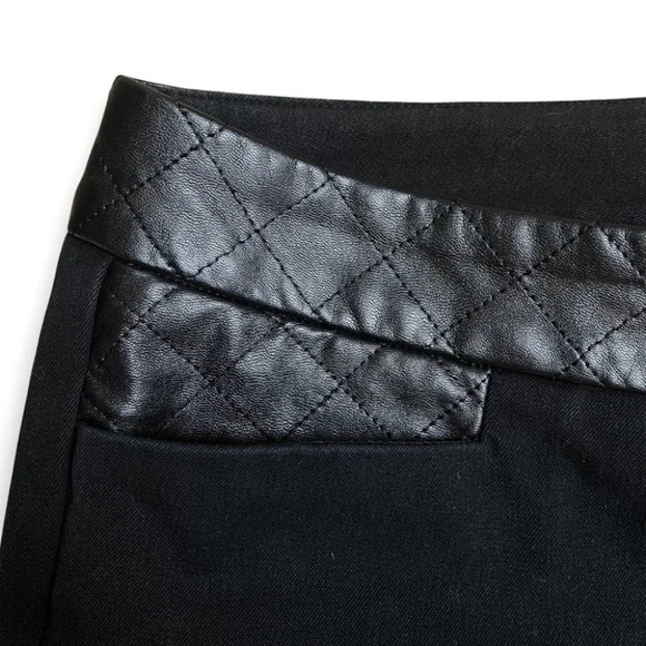 Cynthia Rowley Black Pants with Quilted Faux Leather Waist Trim - Picture 5 of 7